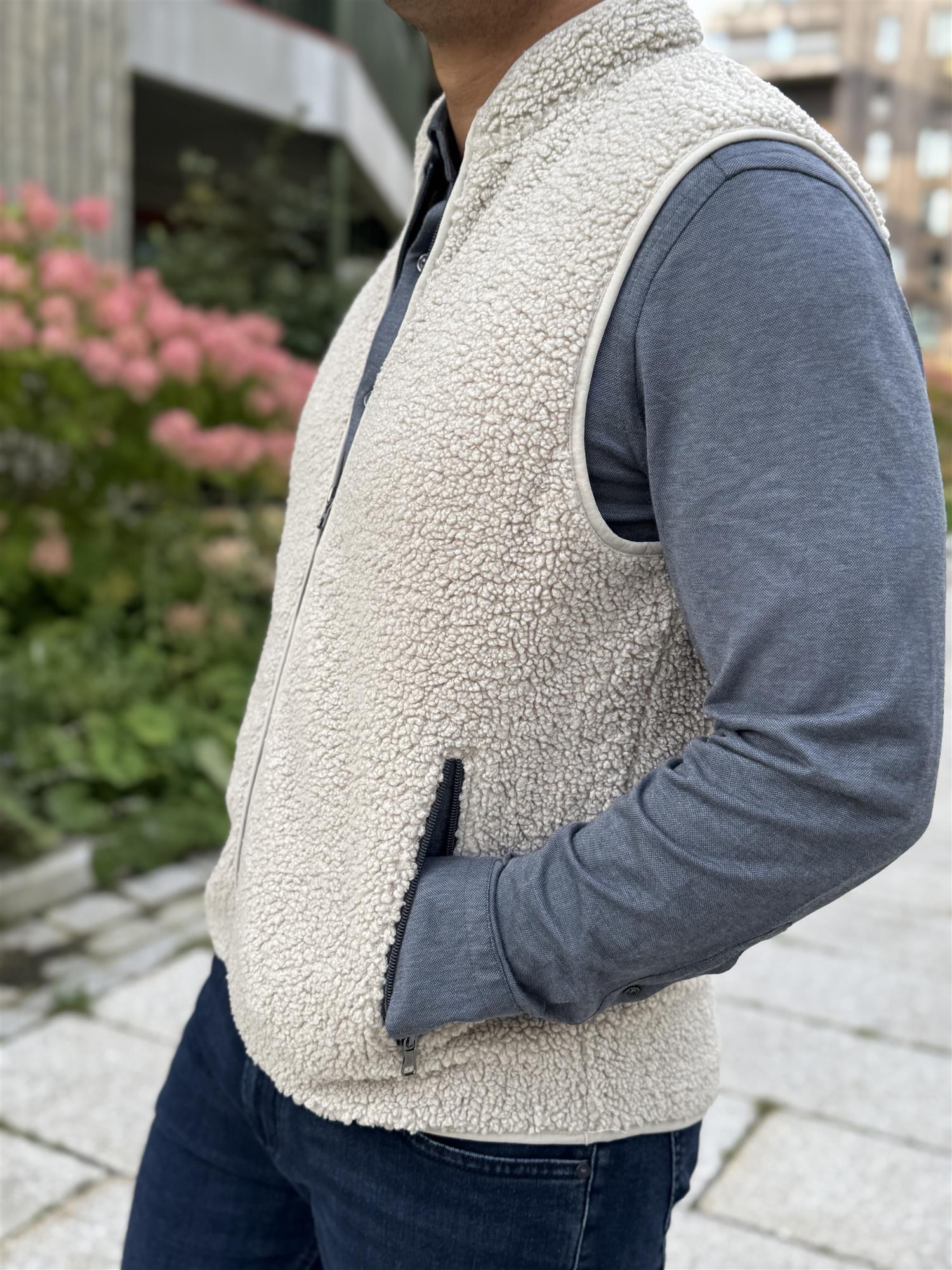 Pile Fleece Vest Sand