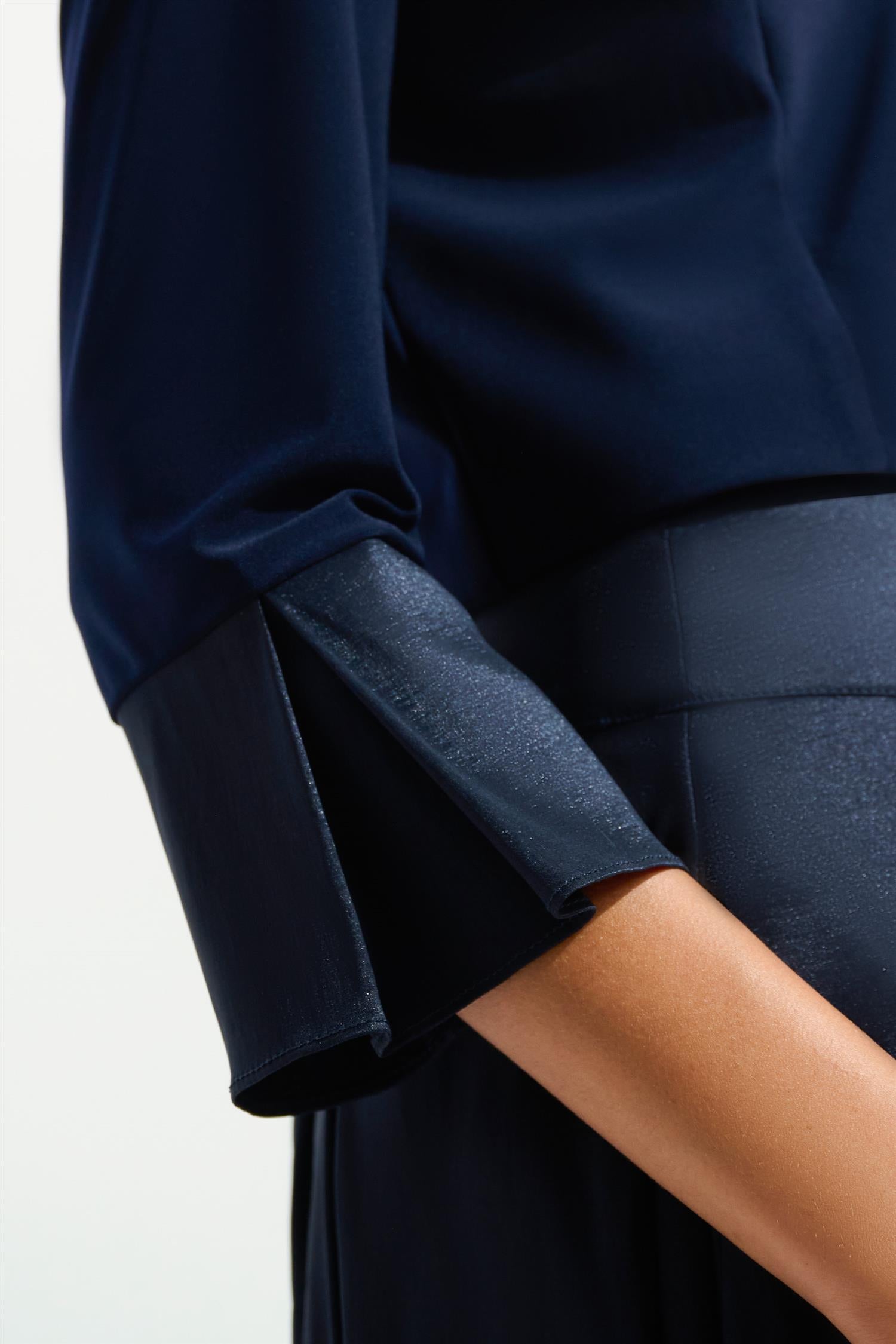 Silky knit Cover-Up With Stretch Taffeta Cuffs Navy