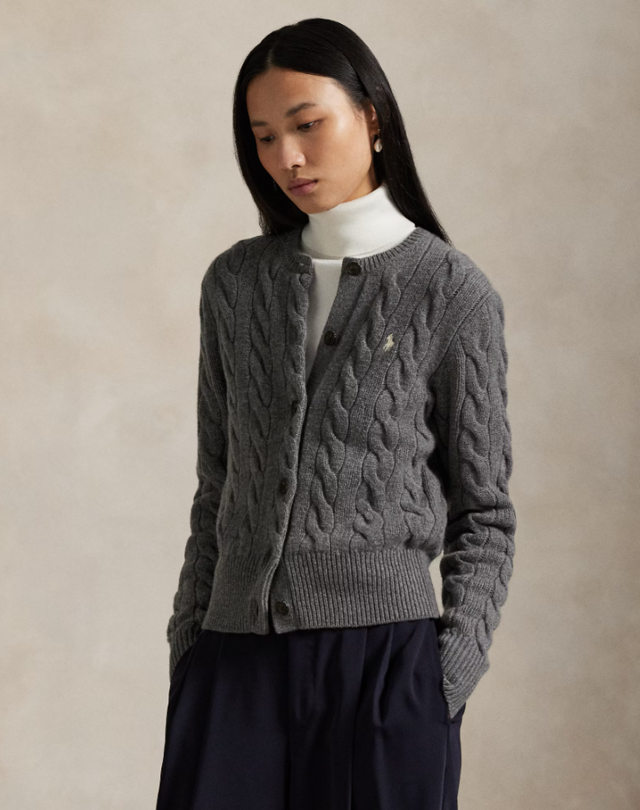 Cable-Knit Wool-Cashmere Cardigan