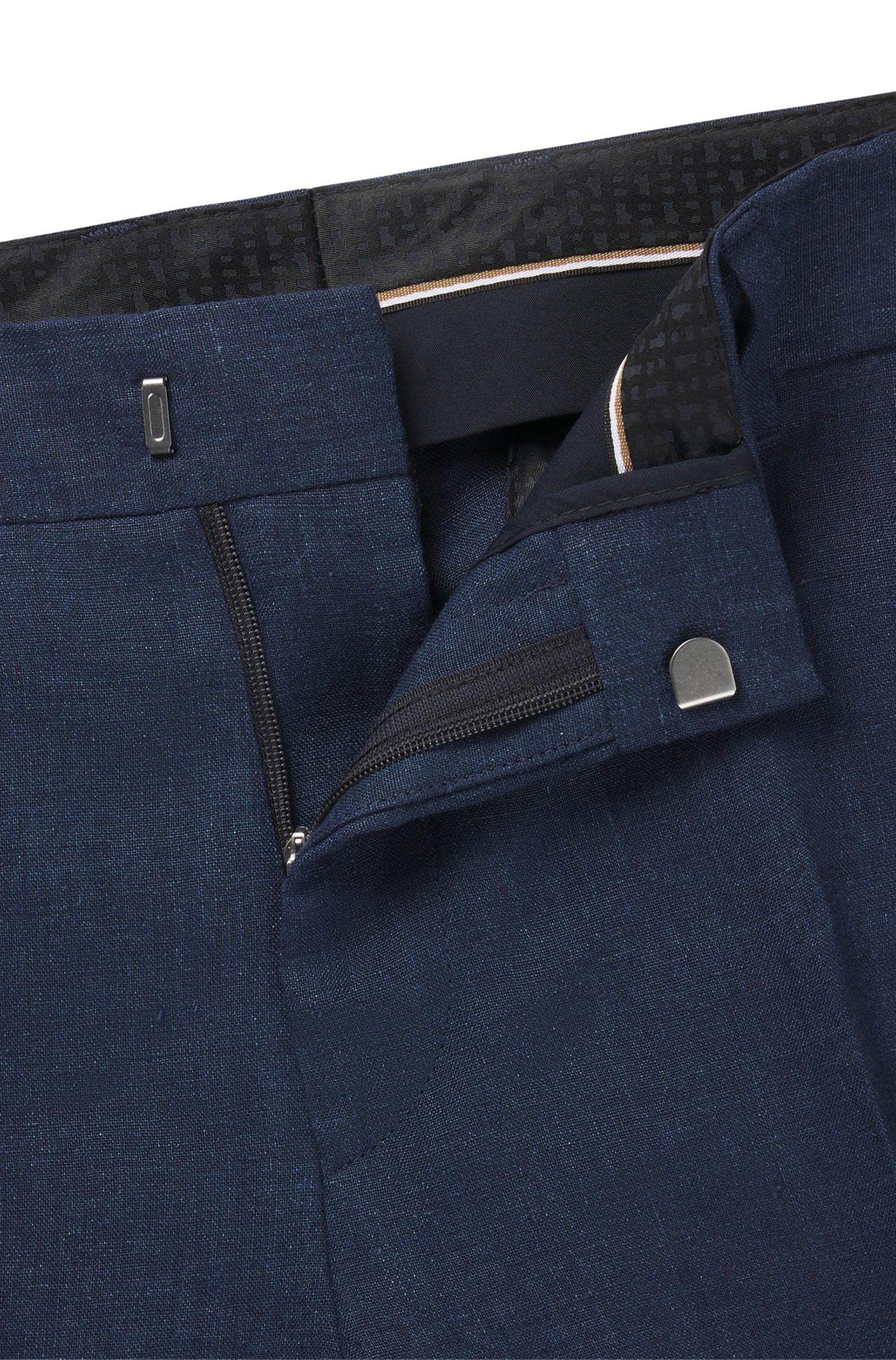 GENIUS DARK BLUE FORMAL LINEN CANVAS TROUSER