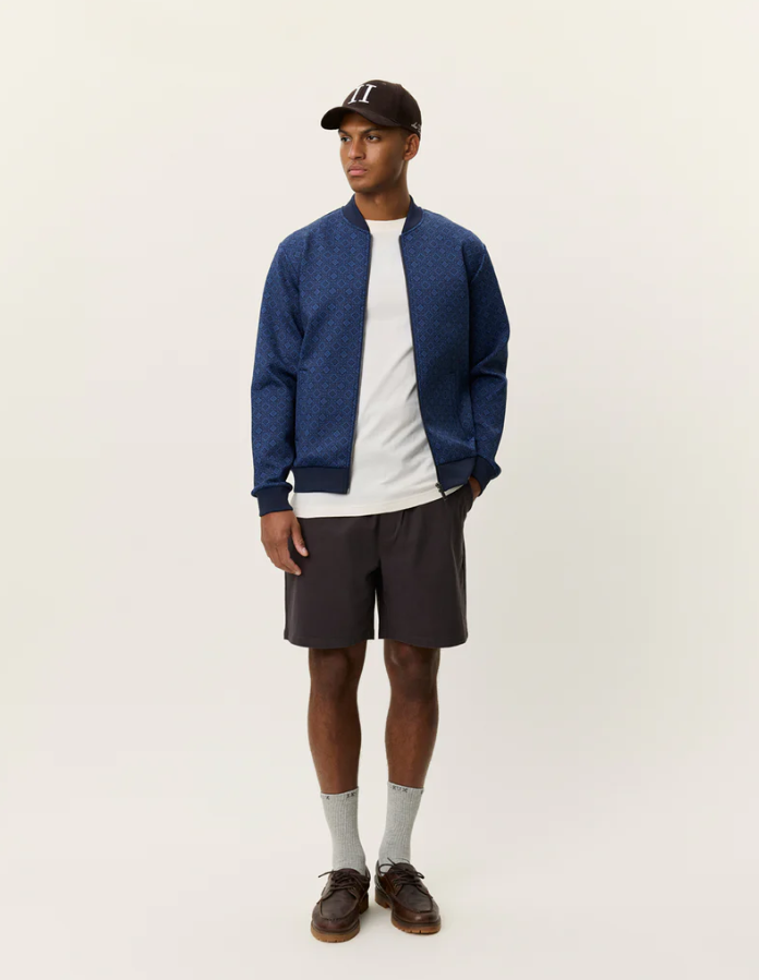 Ballier AOP Crew Bomber Jacket Dark Denim Blue
