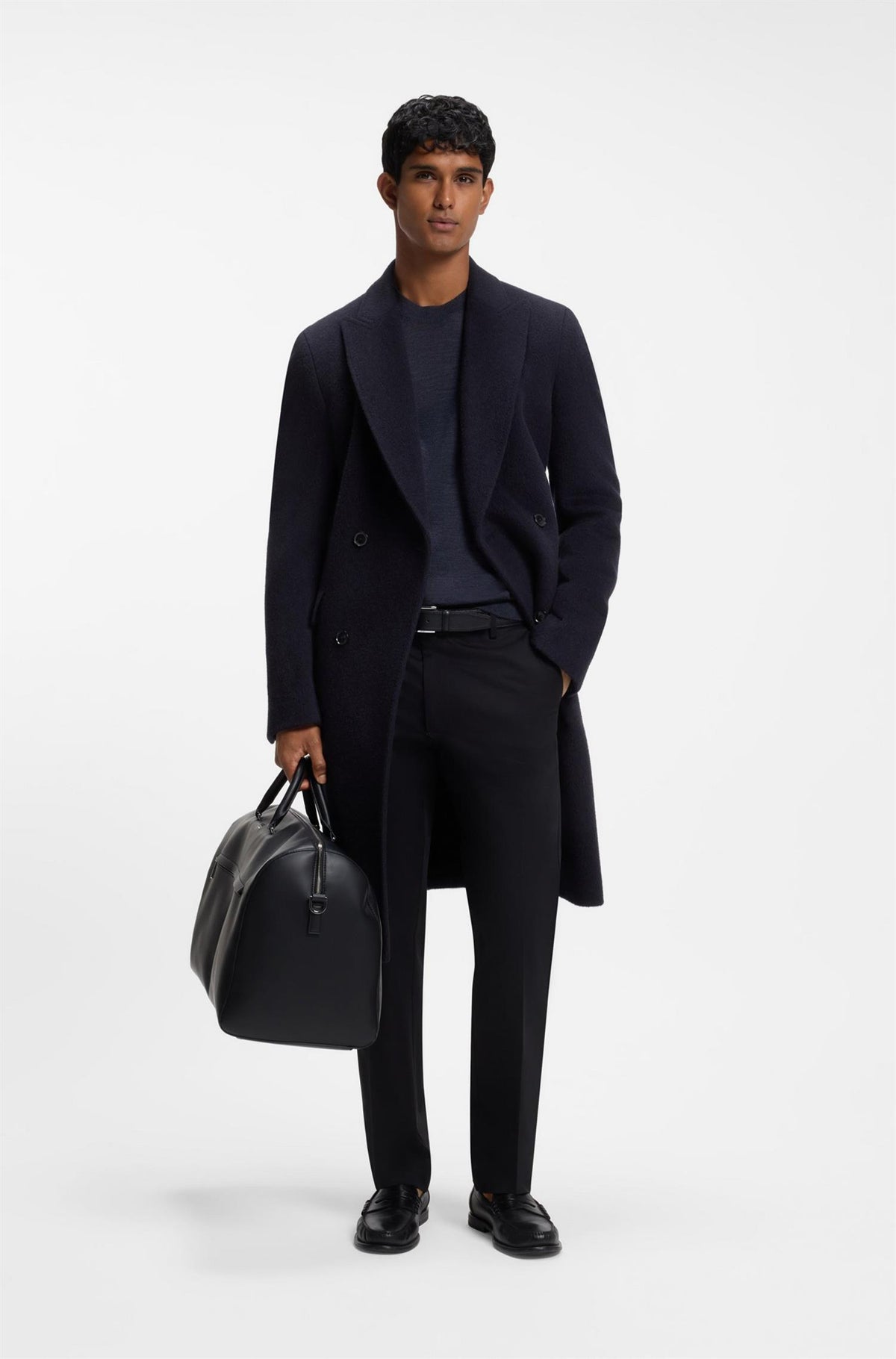 H-Leno Crew Neck Merino Wool Sweater Open Blue