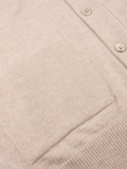 Cardigan Knitted W Pockets Merino Wool Light Beige