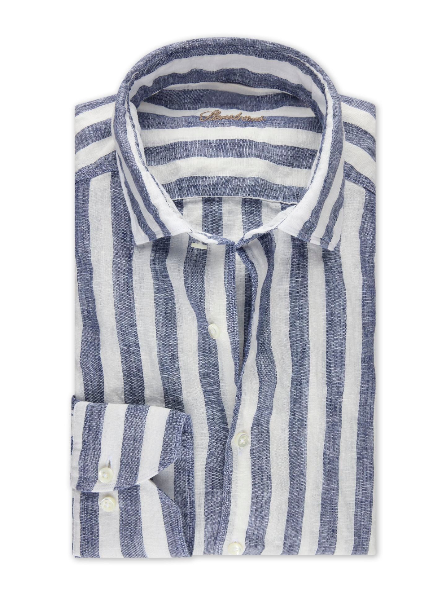 Regular Navy Stripe Linen Casual Shirt