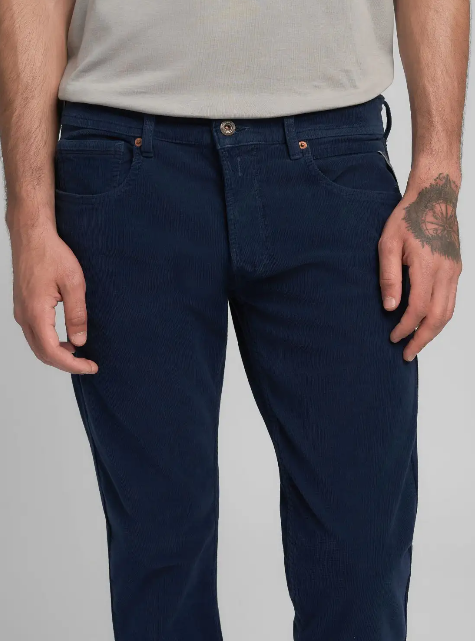 Straight-Fit Corduroy Trousers - Blue
