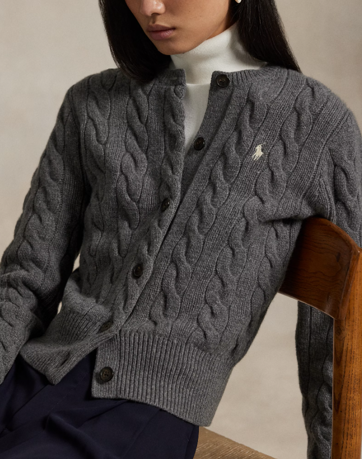 Cable-Knit Wool-Cashmere Cardigan