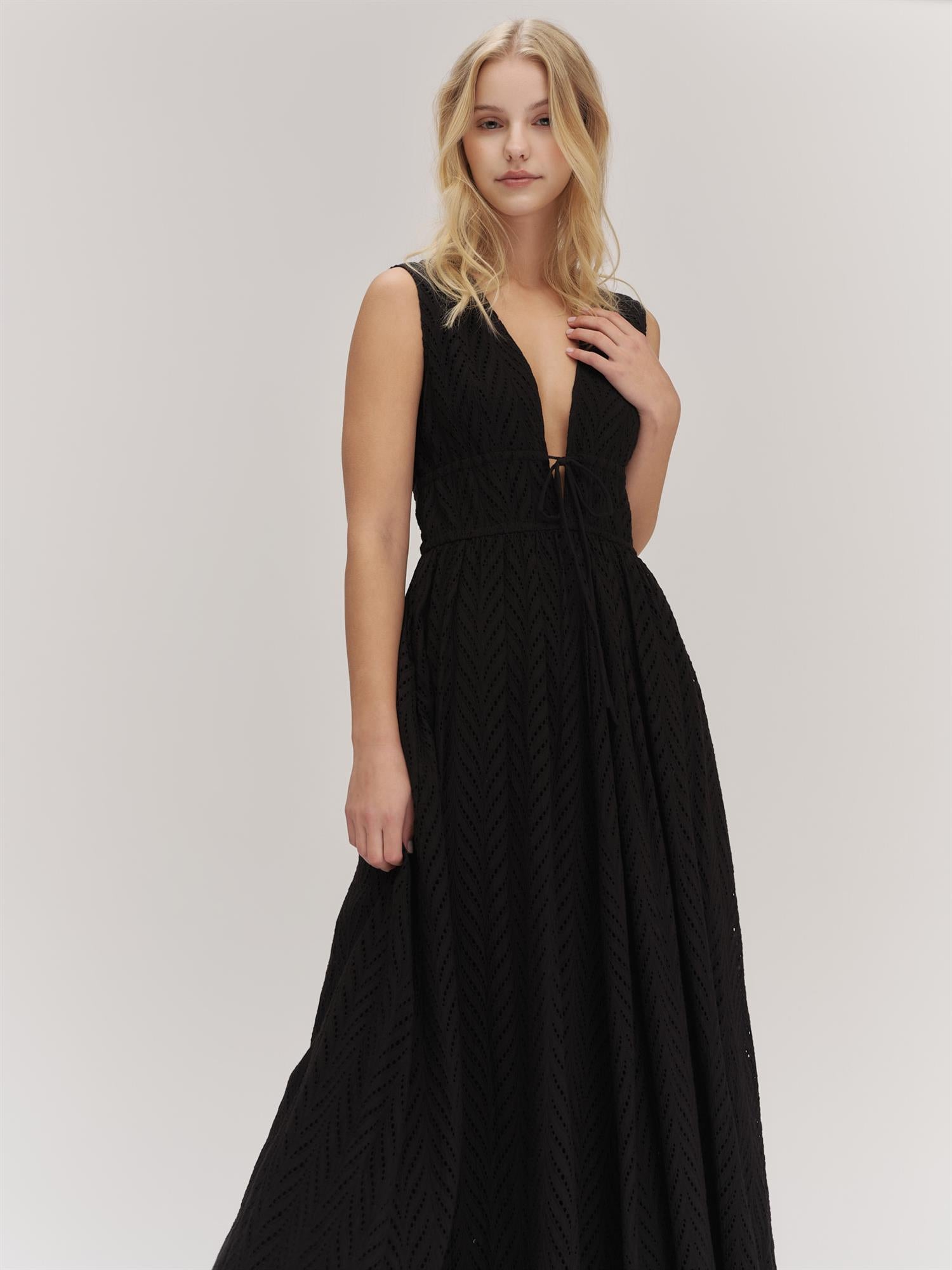 Kathy Herringbone Dress Black