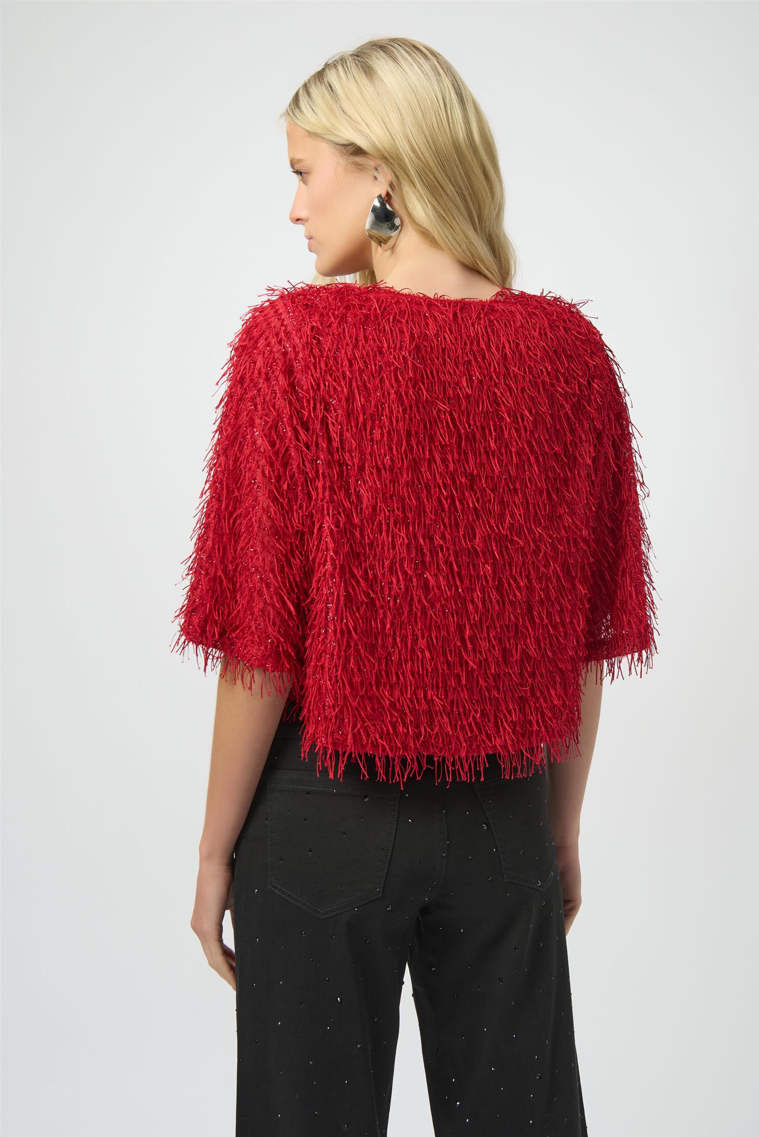 Novelty Fringe Boxy Top Red