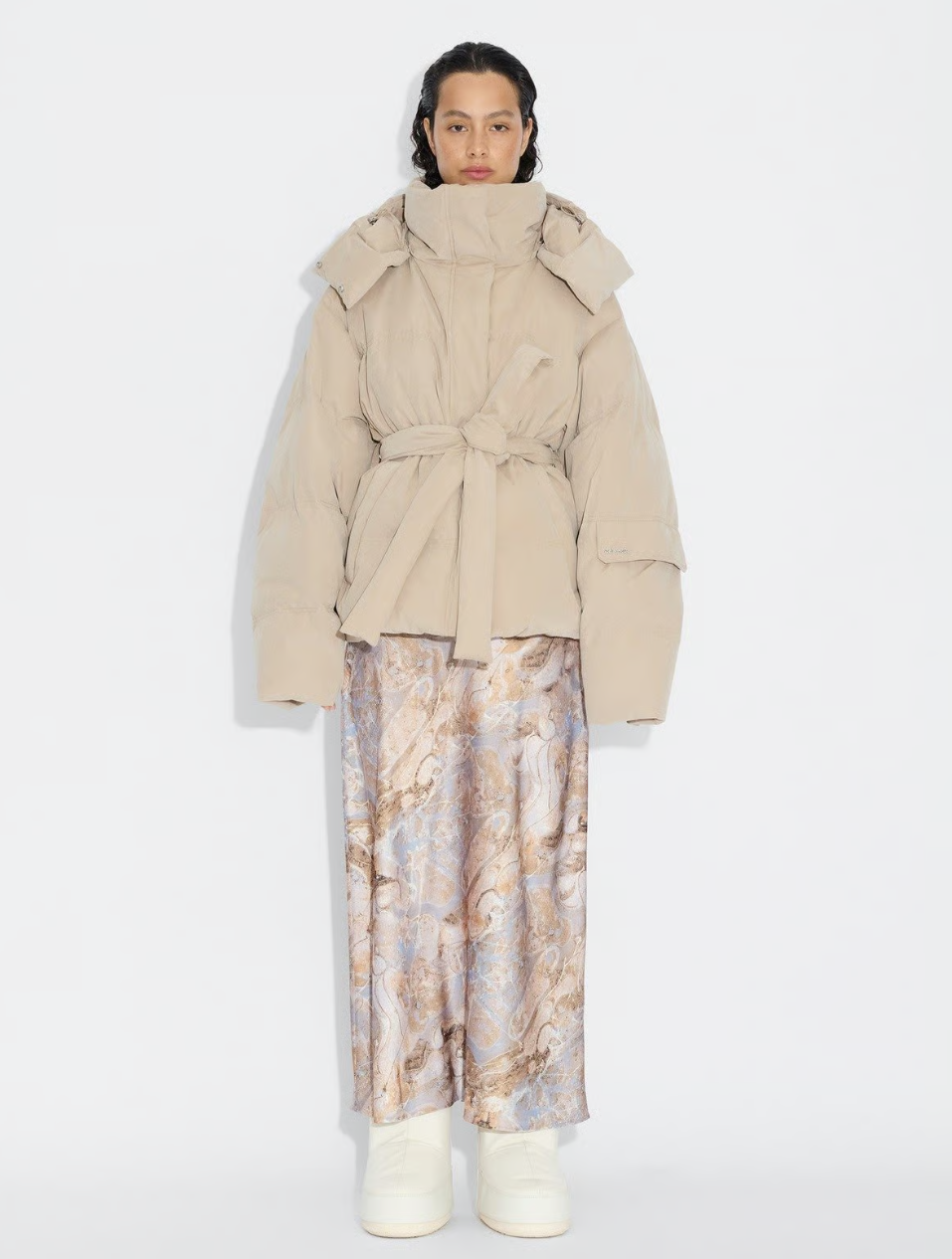 Steilia Brushed Down Jacket Beige