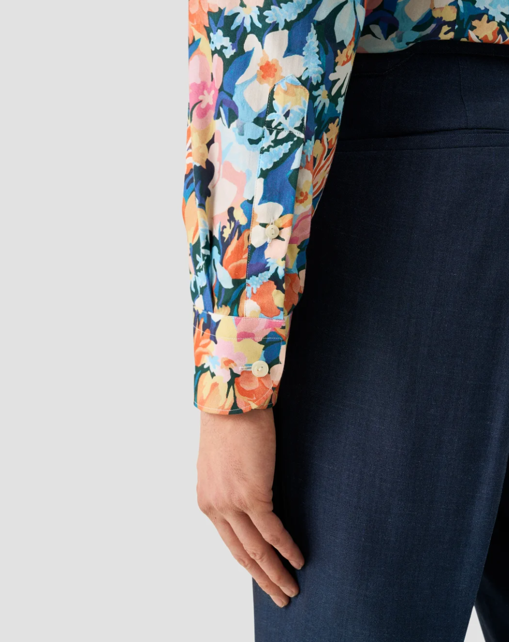 Multi Floral Cotton TENCEL Lyocell Slimfit Shirt