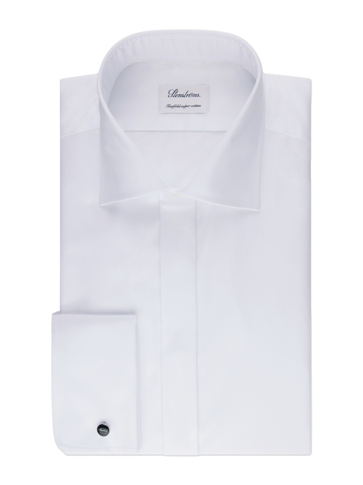 White Slimline Tuxedo Shirt Fly Front French cuff