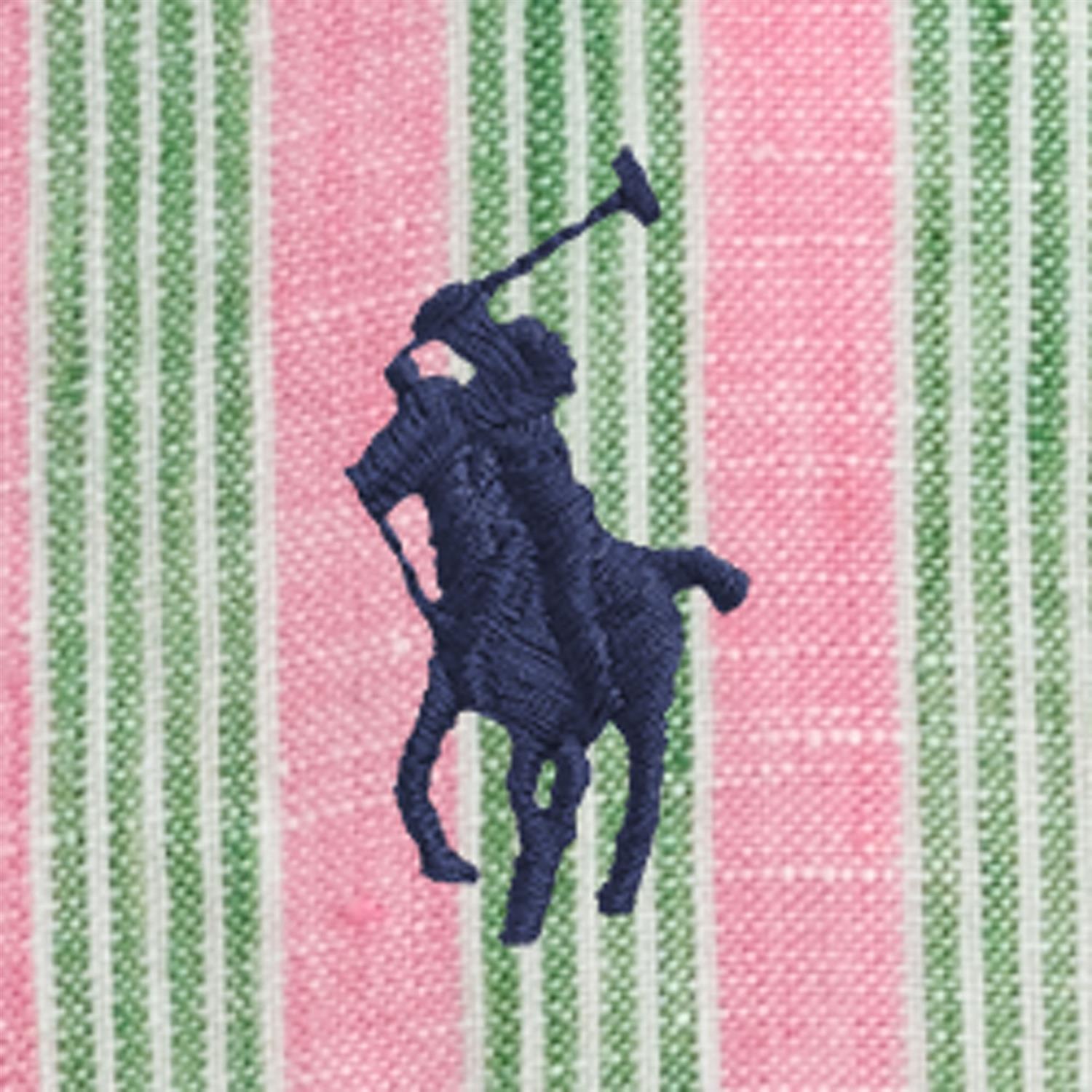 Wide Cropped Striped Linen Shirt Berry Green Multi