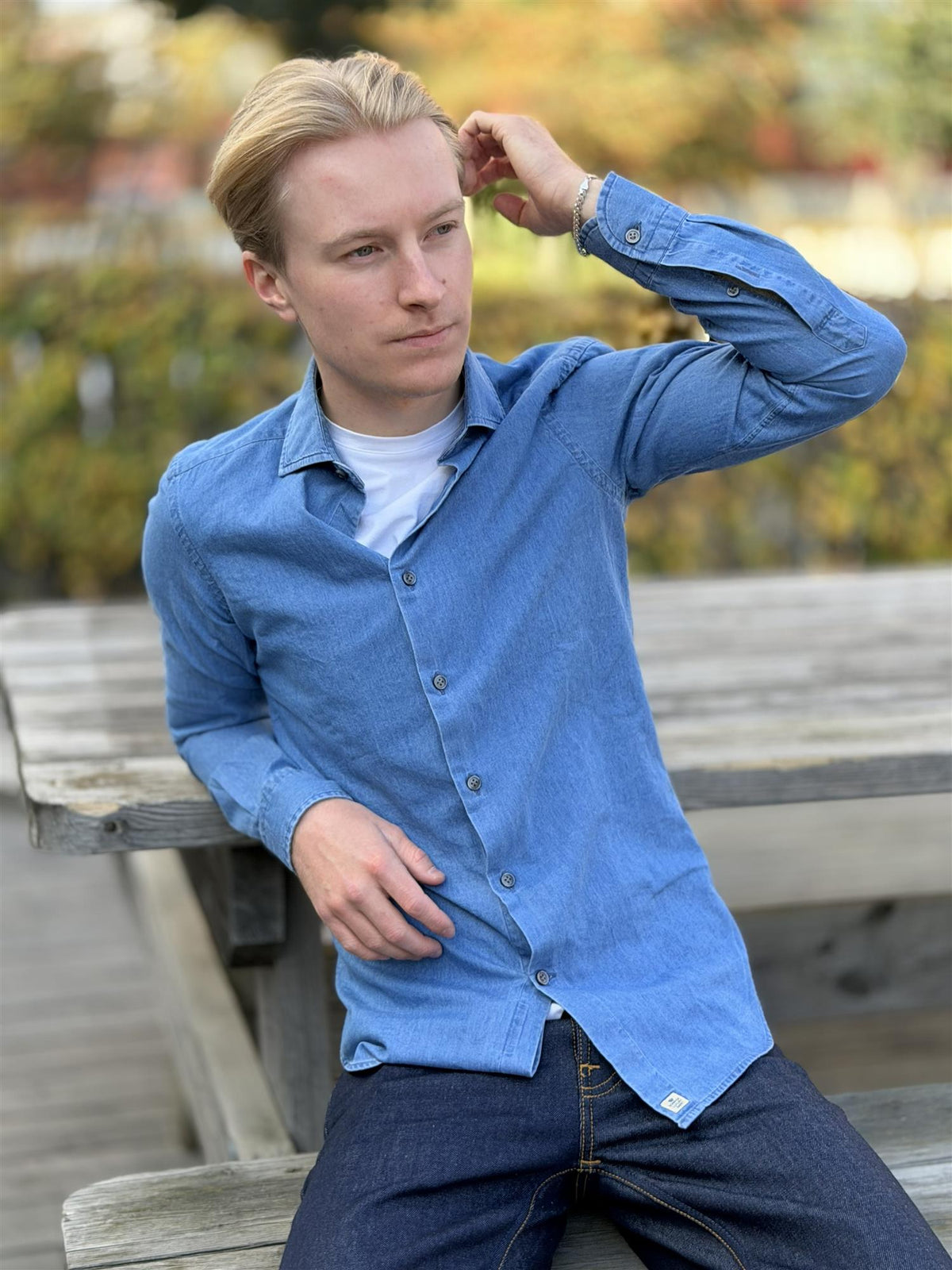 Blue Denim Tailored Fit Shirt