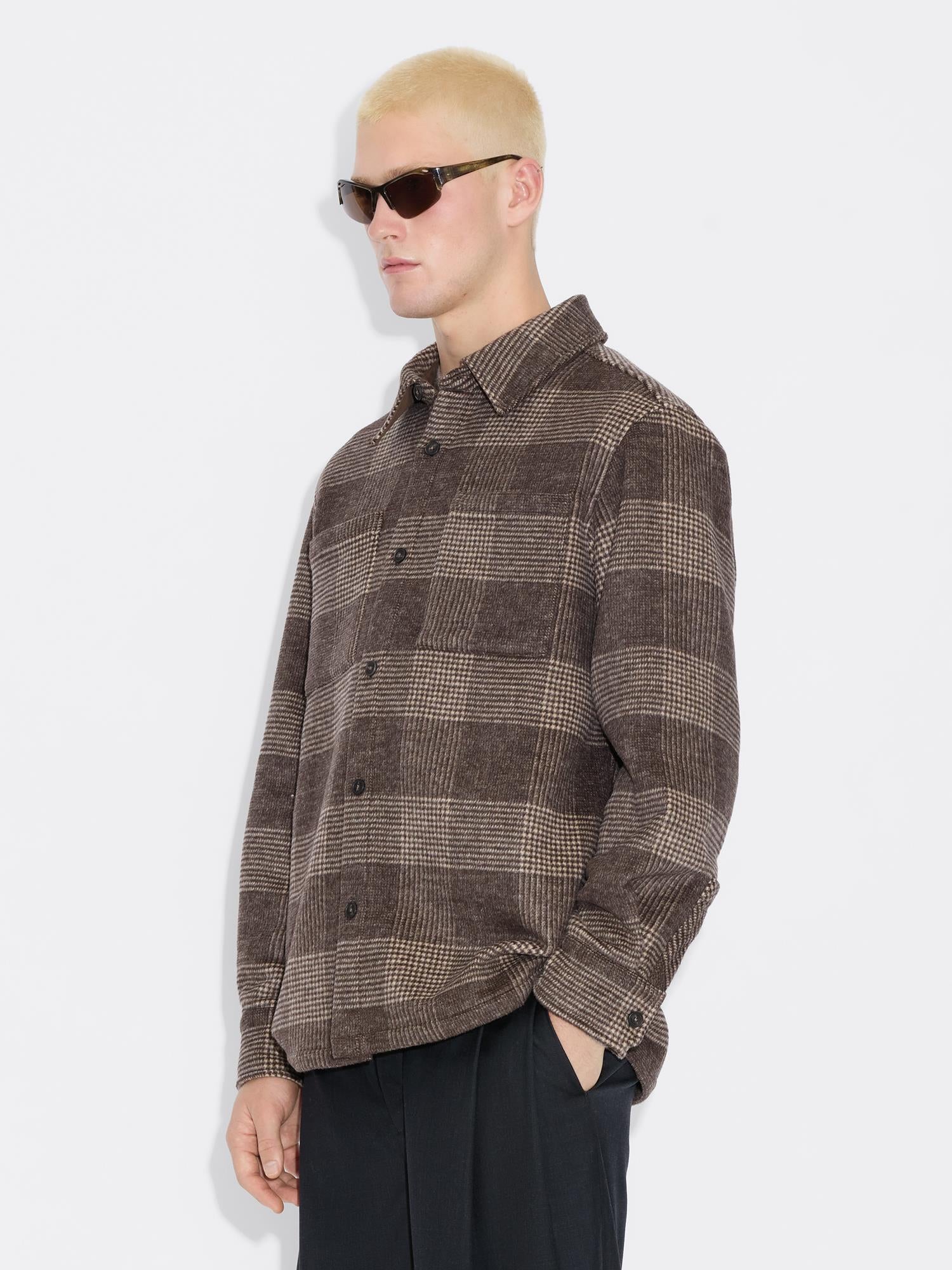 Mildew Flannel Overshirt Brown Check
