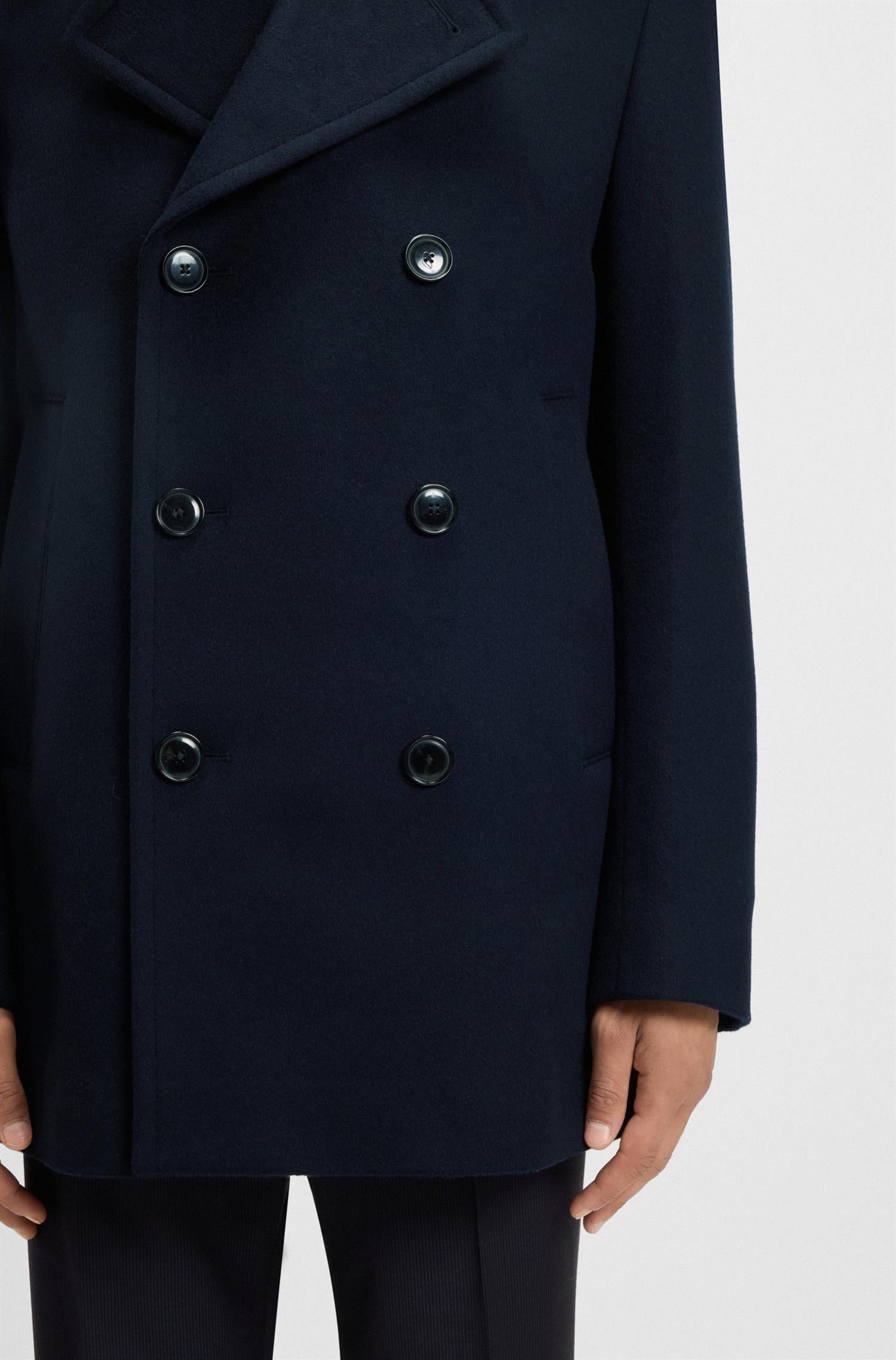 Hyde Peacoat in Wool and Cashmere Navy