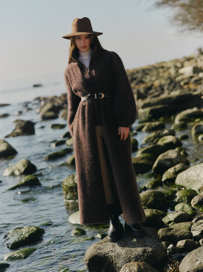 Olivia Chunky Cardigan Dark Brown