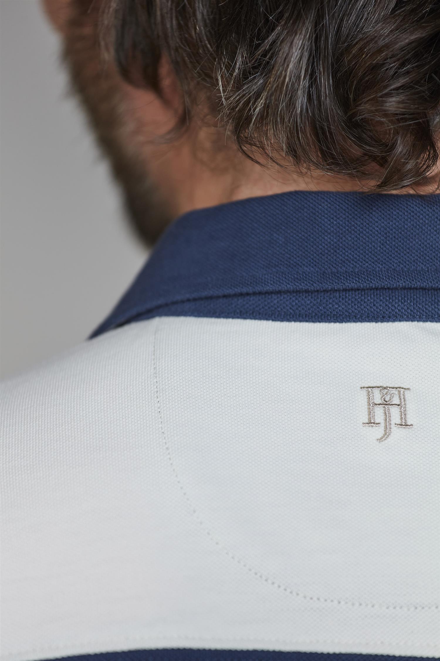Stripe Back Polo Mid Blue