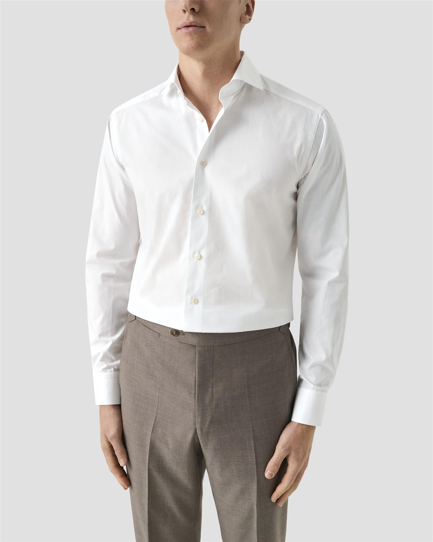White End on End Breeze Poplin Shirt Slimfit