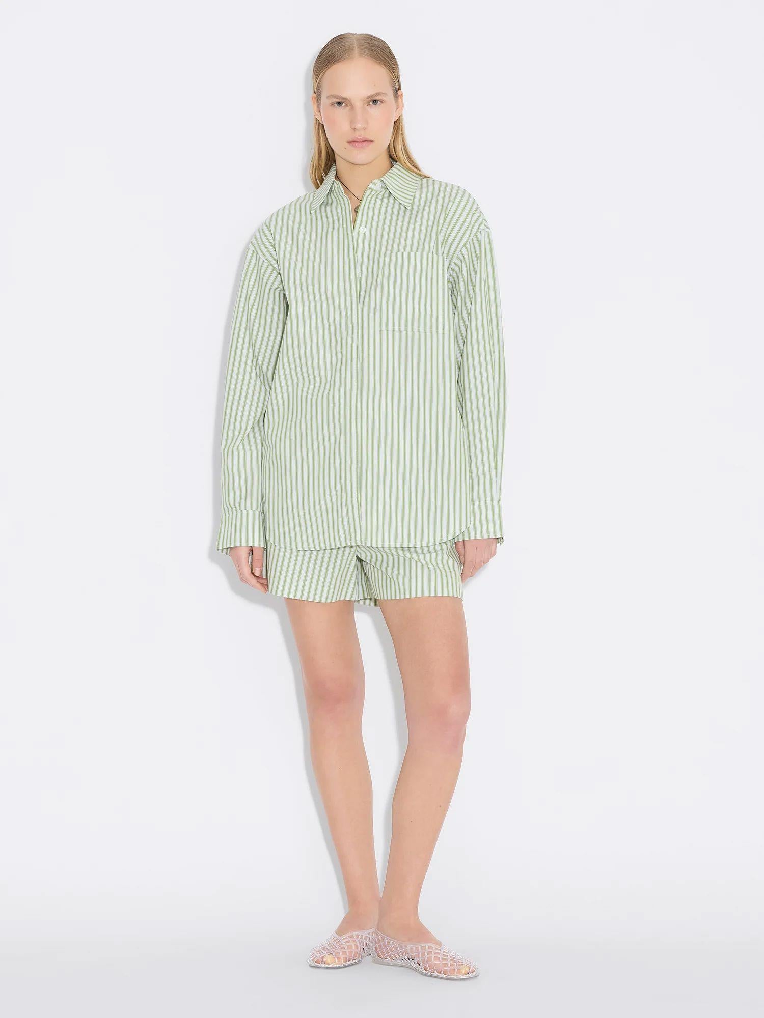 Loose Stripe Shirt Green Stripe