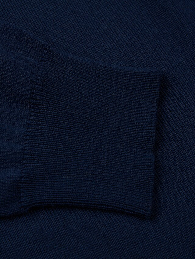 Sweater Knitted Crew Neck Merino Wool Navy