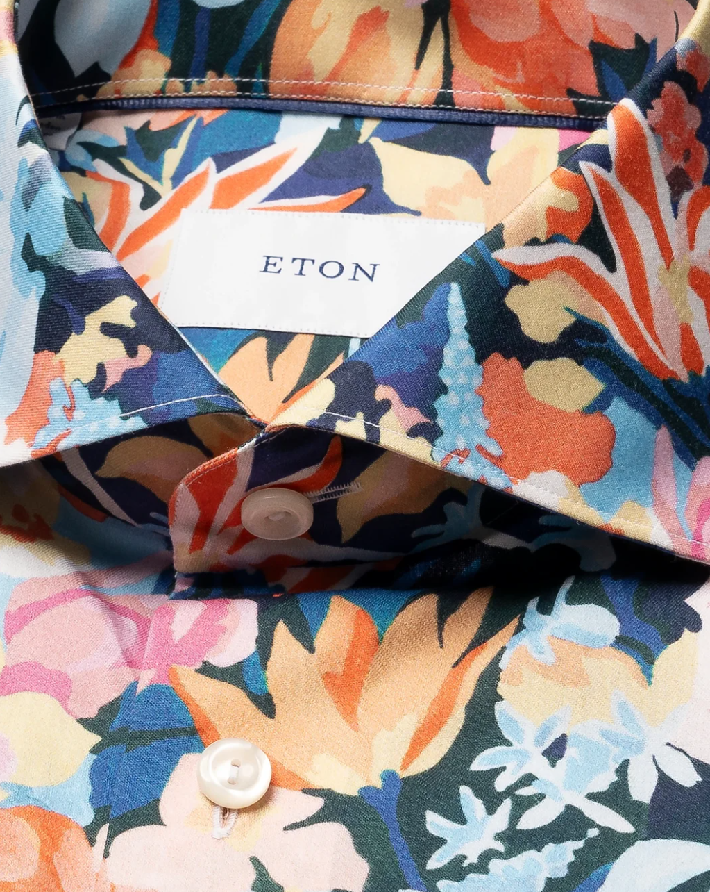 Multi Floral Cotton TENCEL Lyocell Slimfit Shirt
