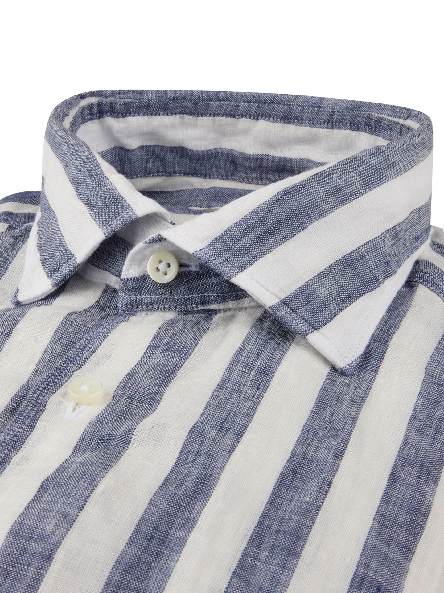 Regular Navy Stripe Linen Casual Shirt