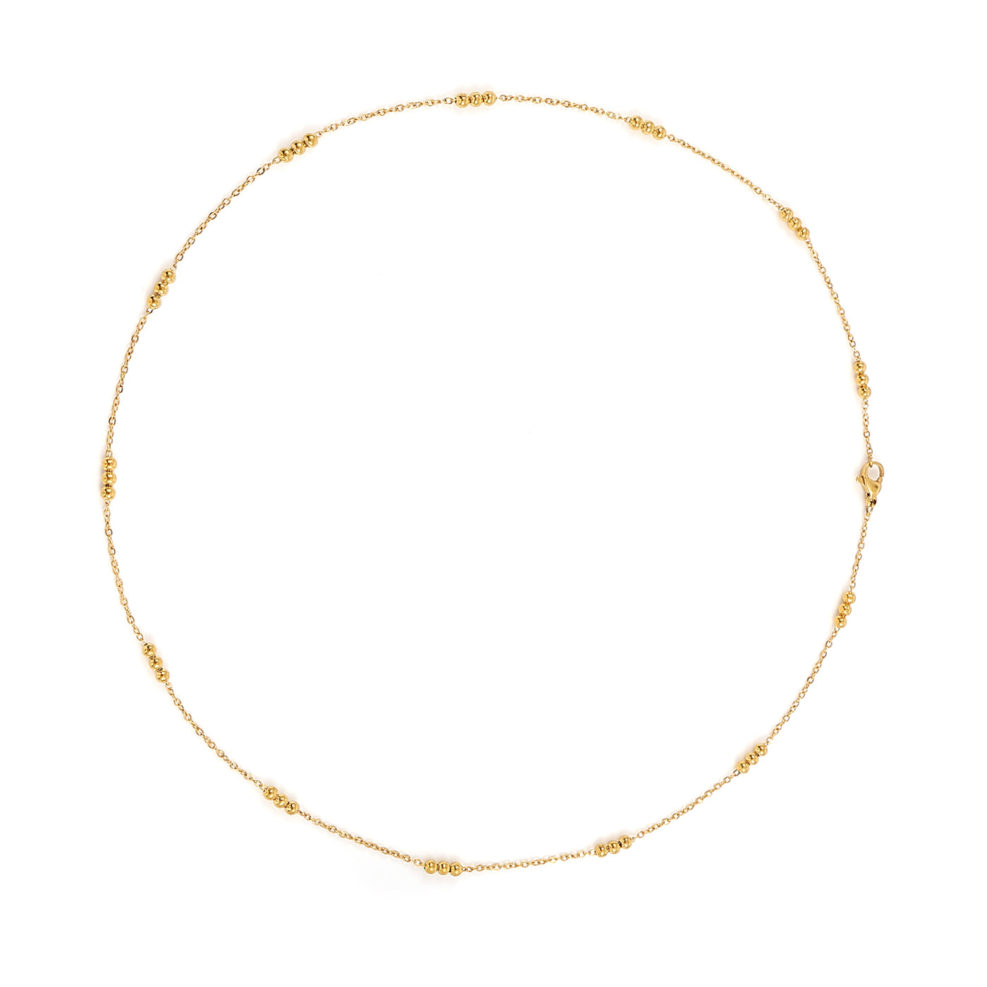 ANICA-BEADEDE CHAIN NECKLACE STAINLESS STEEL-GOLD