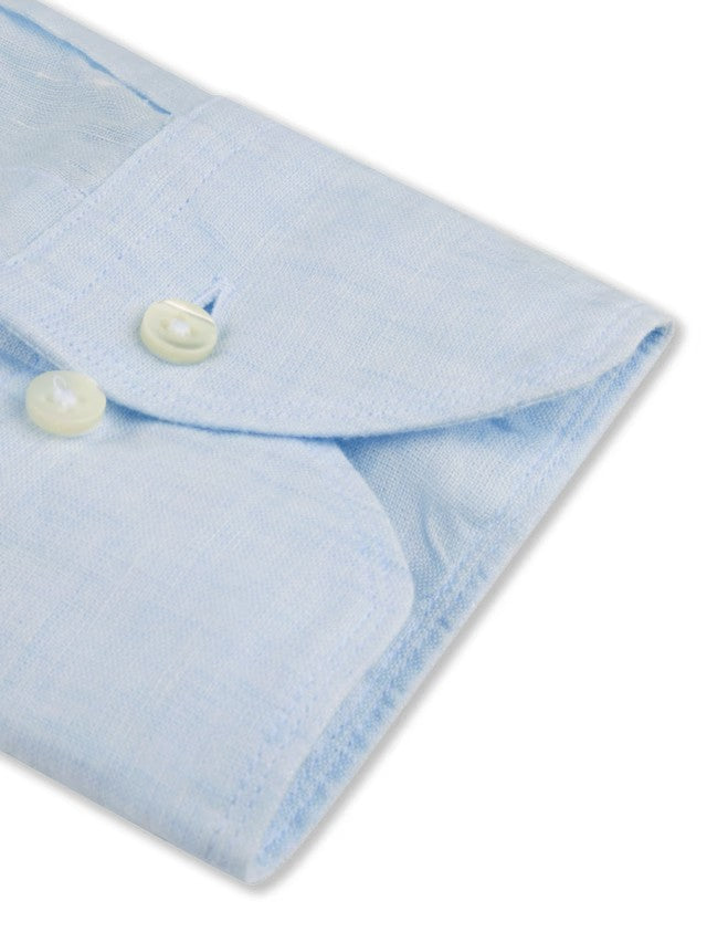 Light blue linen fitted body shirt
