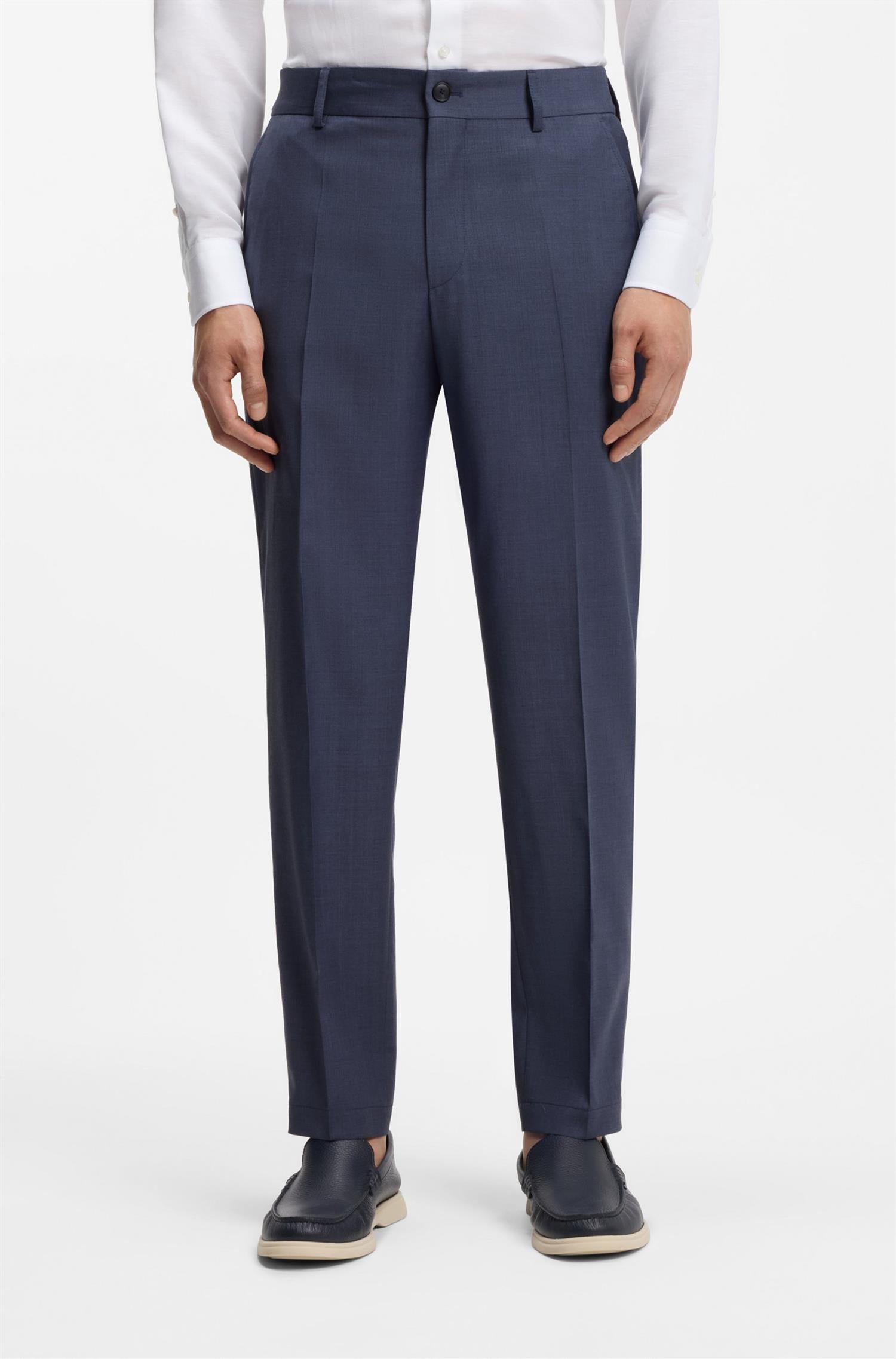 P-Perin Tapered-fit trousers in washable air wool Blue