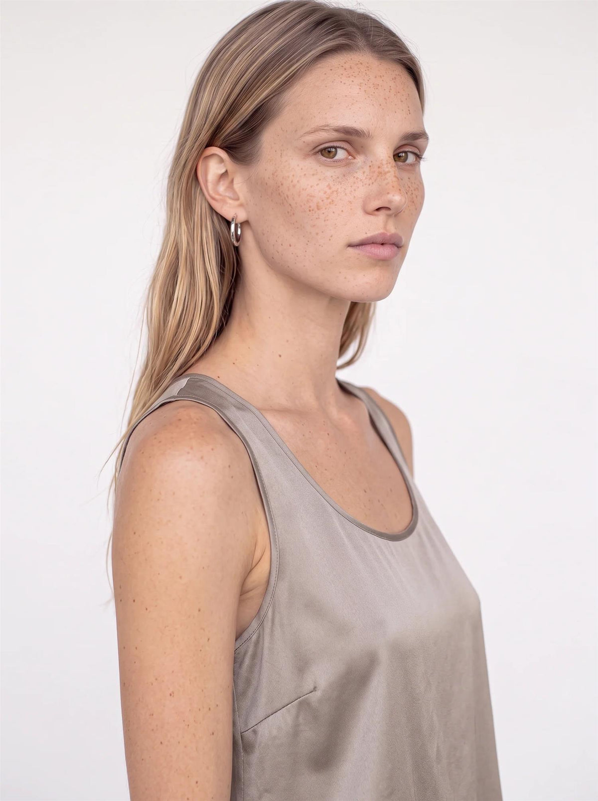 Mmastrid Silk Tank Top Mourning Dove