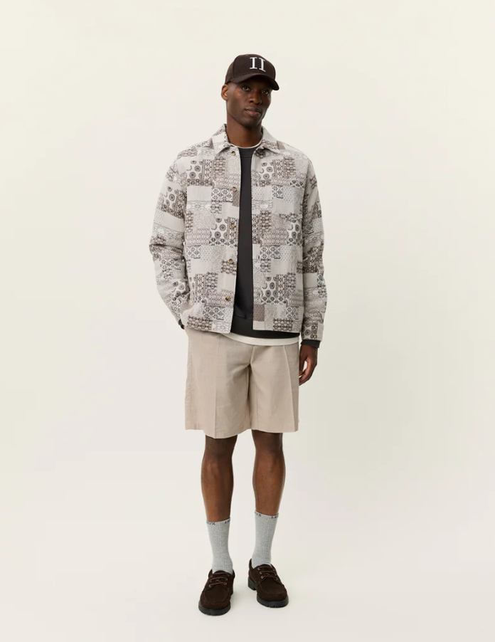 Layton Patchwork Jacquard Overshirt Light Sand