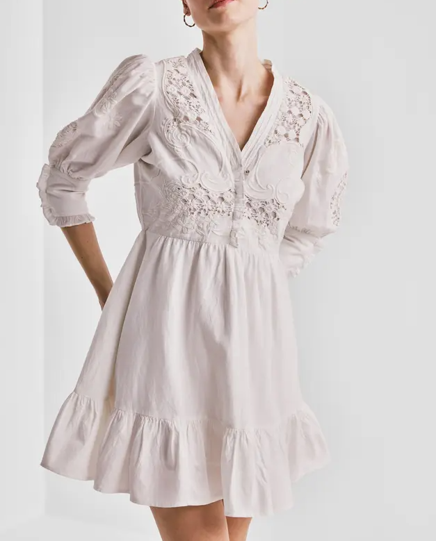 Linen mini dress-offwhite