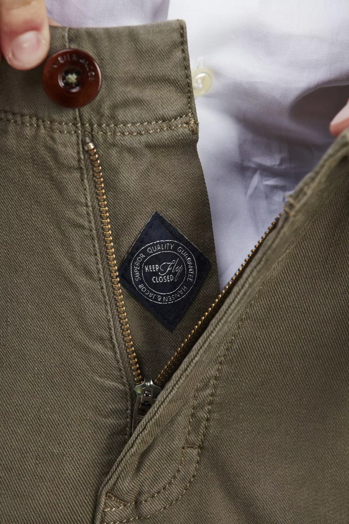 Linen blend comfort chino khaki green