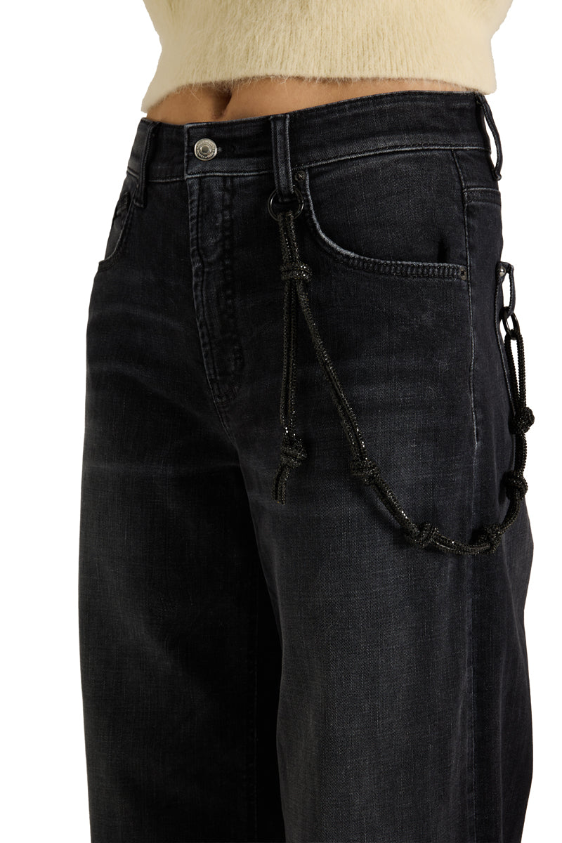 Baggy W/Strass Dark Cosy Midblack 30"