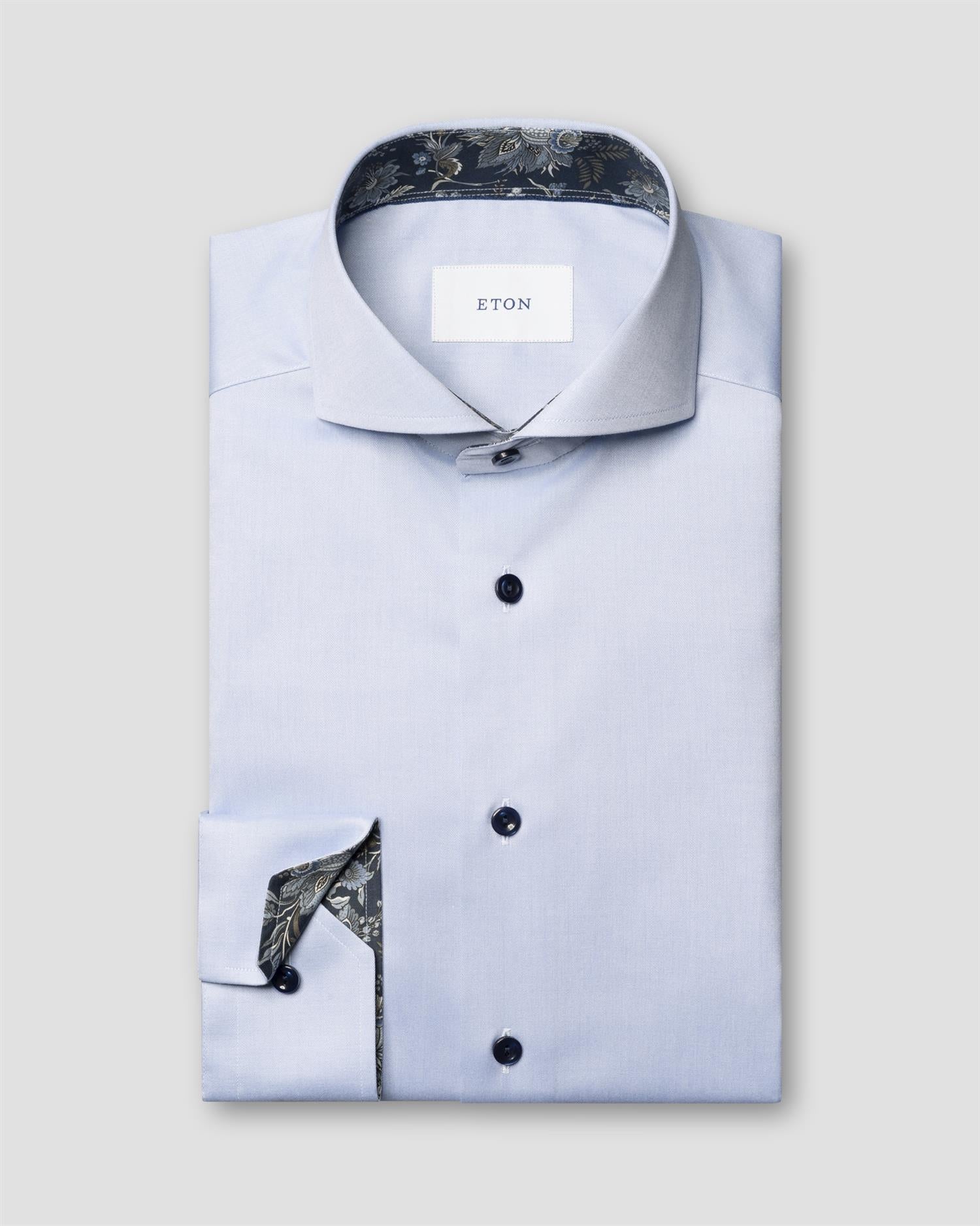 Light blue Floral Effect Signature Twill Contemporary Shirt