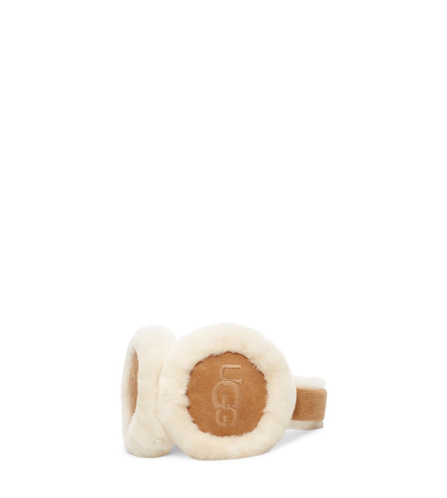 Sheepskin Embroidery Earmuff Chetnut