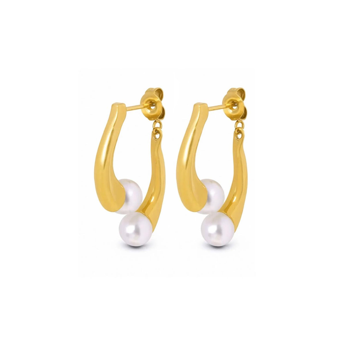 Abla - Pearl Stud Earrings Stainless Steel