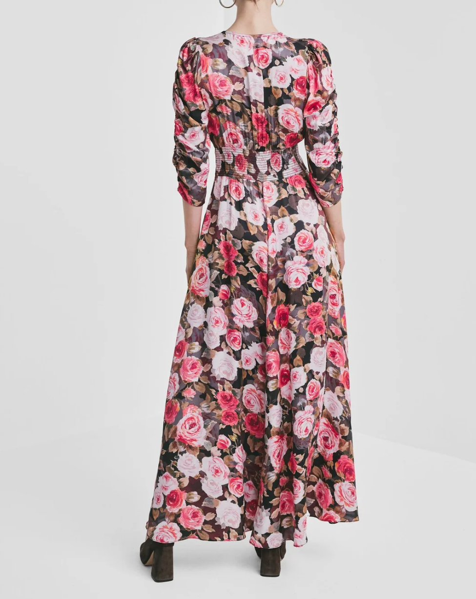 Satin Button-Down Dress PS2 Midnight Roses6