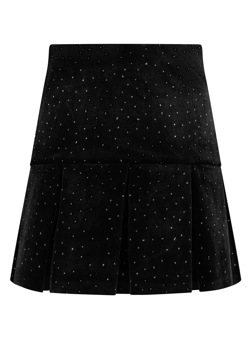 Sirina Stud Velour Skirt Black