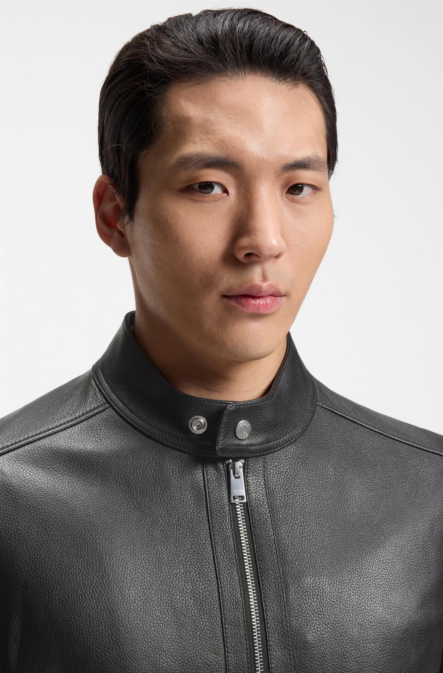 Mansell Grained Leather Jacket Black