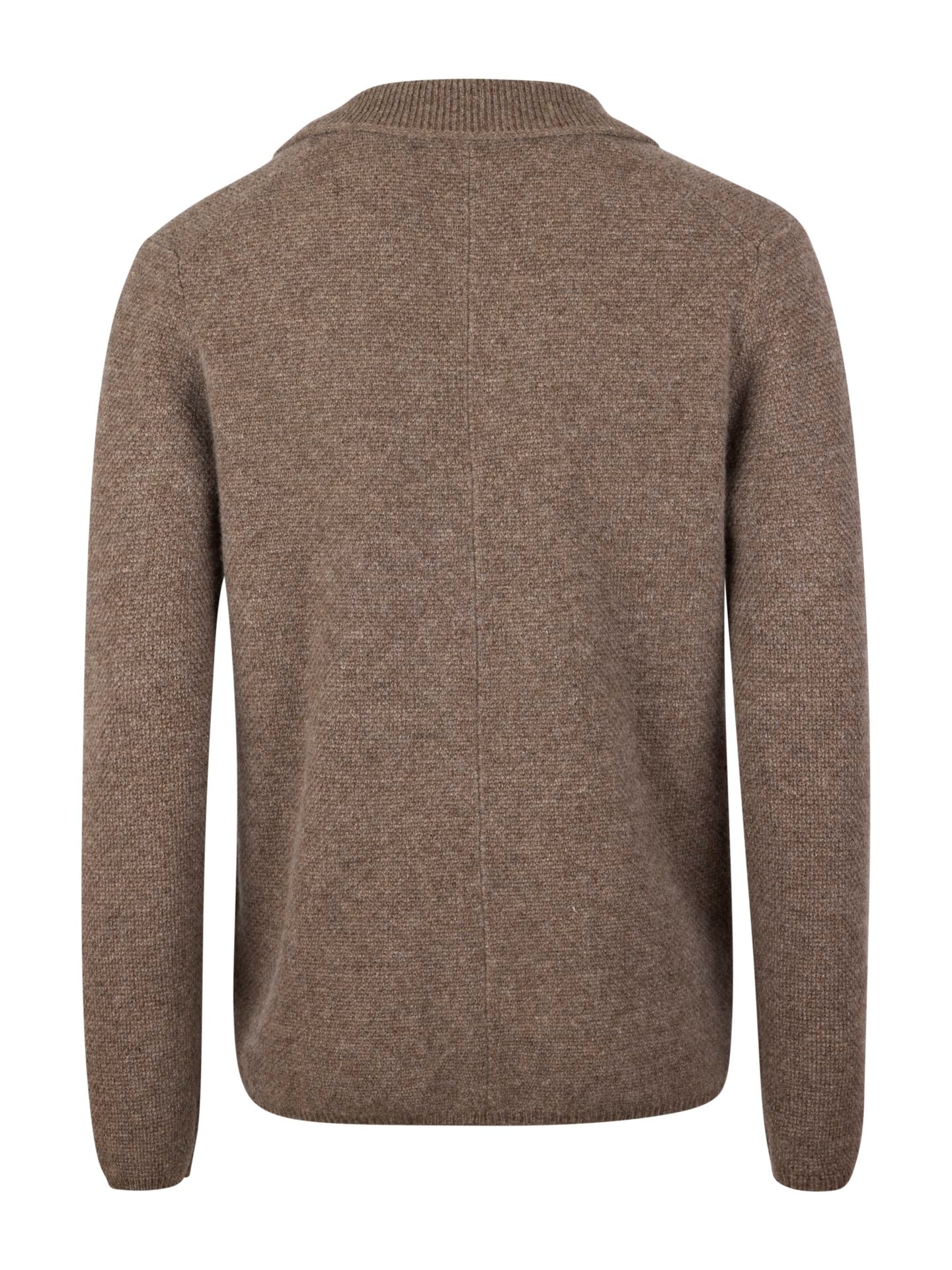 Cardigan Knitted Texture Yak / Merino Wool Light Brown
