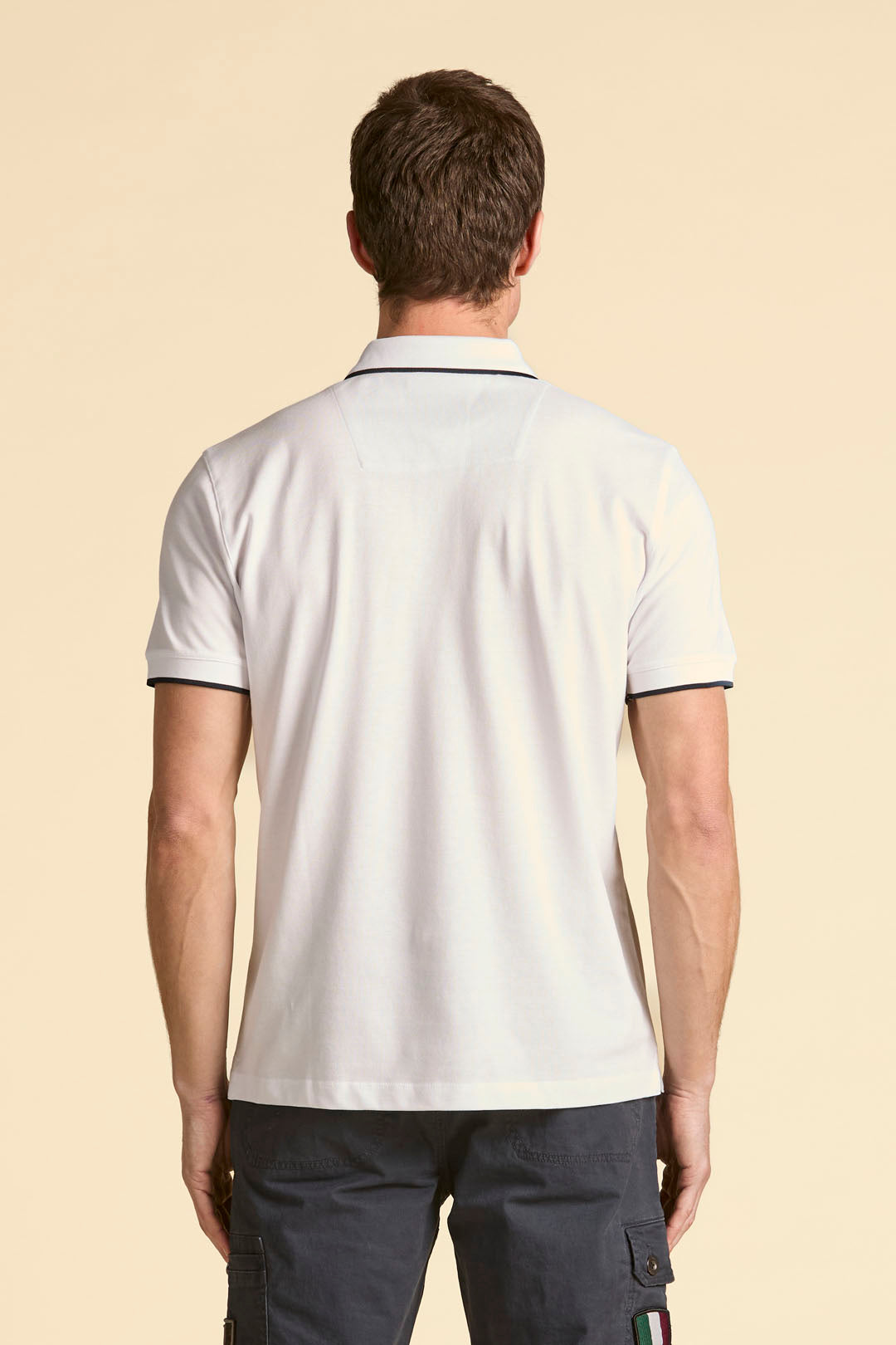 Basic short sleeve cotton polo shirt Off White