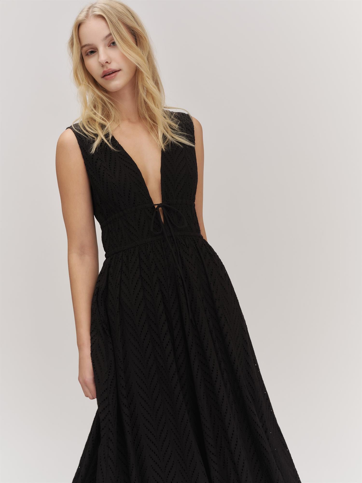 Kathy Herringbone Dress Black