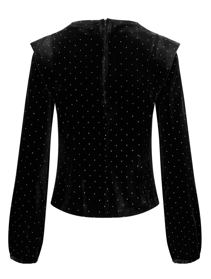 Kendra Stud Velour Blouse Black