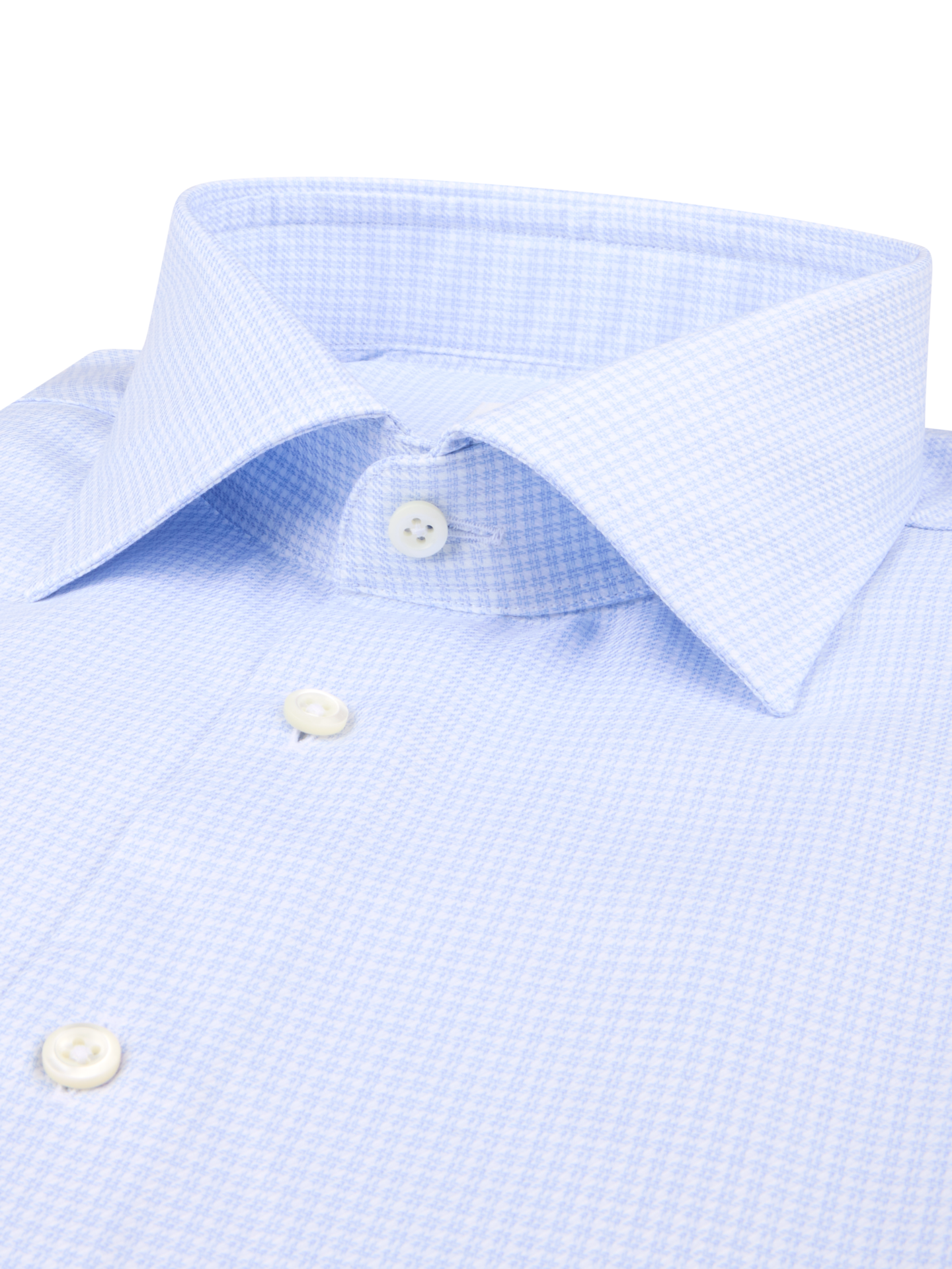 Light blue Checked Slimline Twill Shirt
