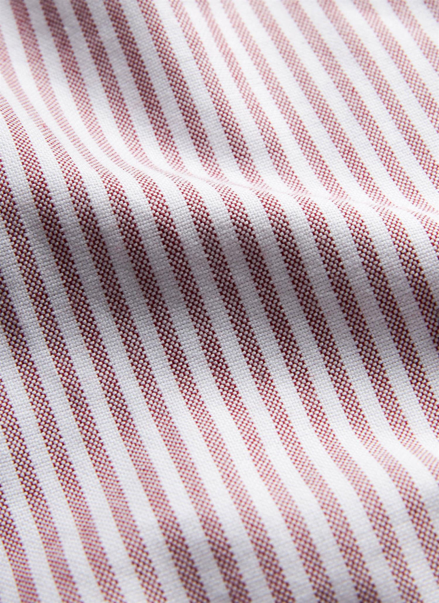 Douglas Oxford Stripe Shirt-Slim Fit Wine Red