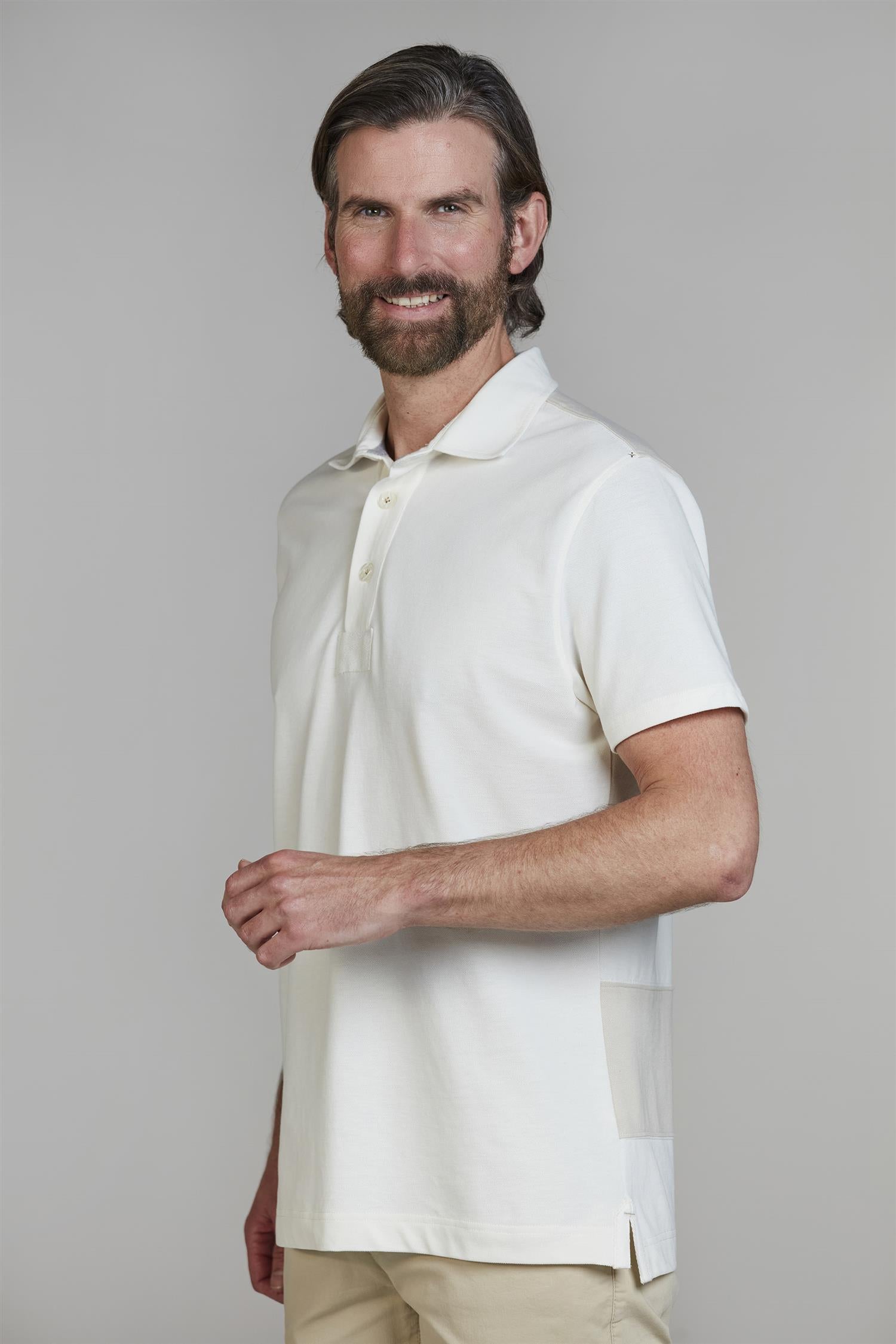 Stripe Back Polo Off White