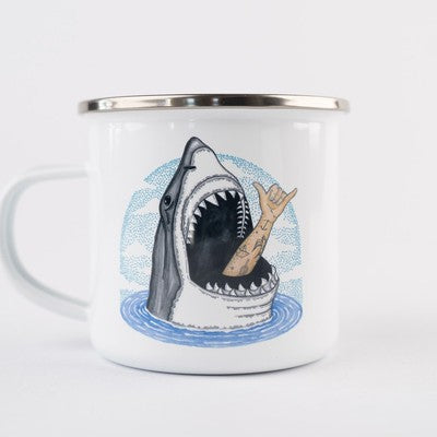 Shark Shaka Enamel Mug White