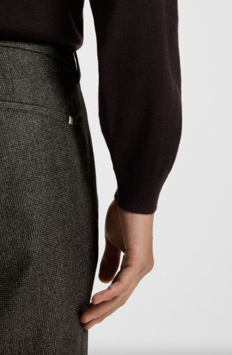 Genius Micro Patterned Wool Pant Dark Brown