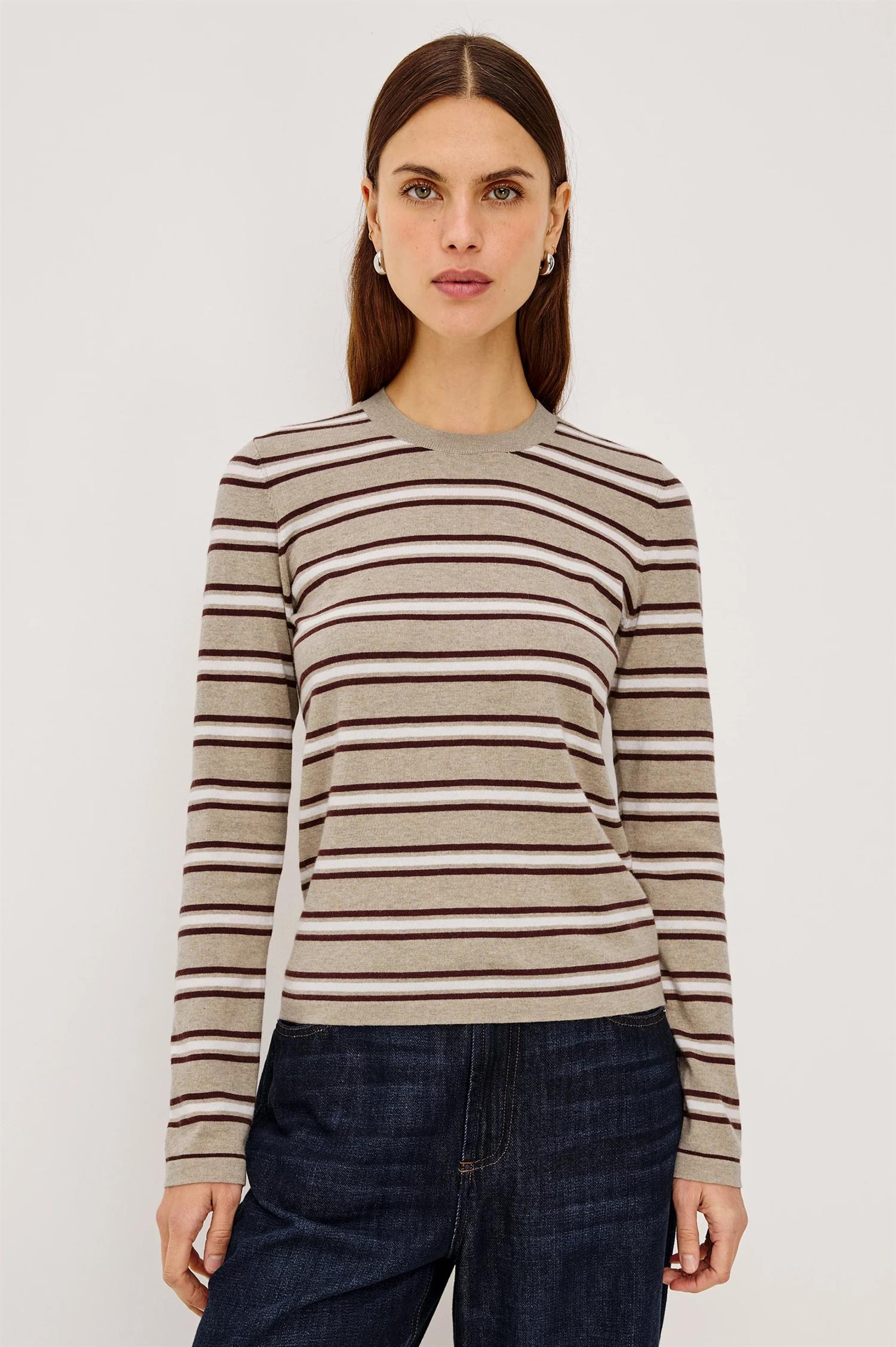 Davie Knit Top Heather Oat Stripe
